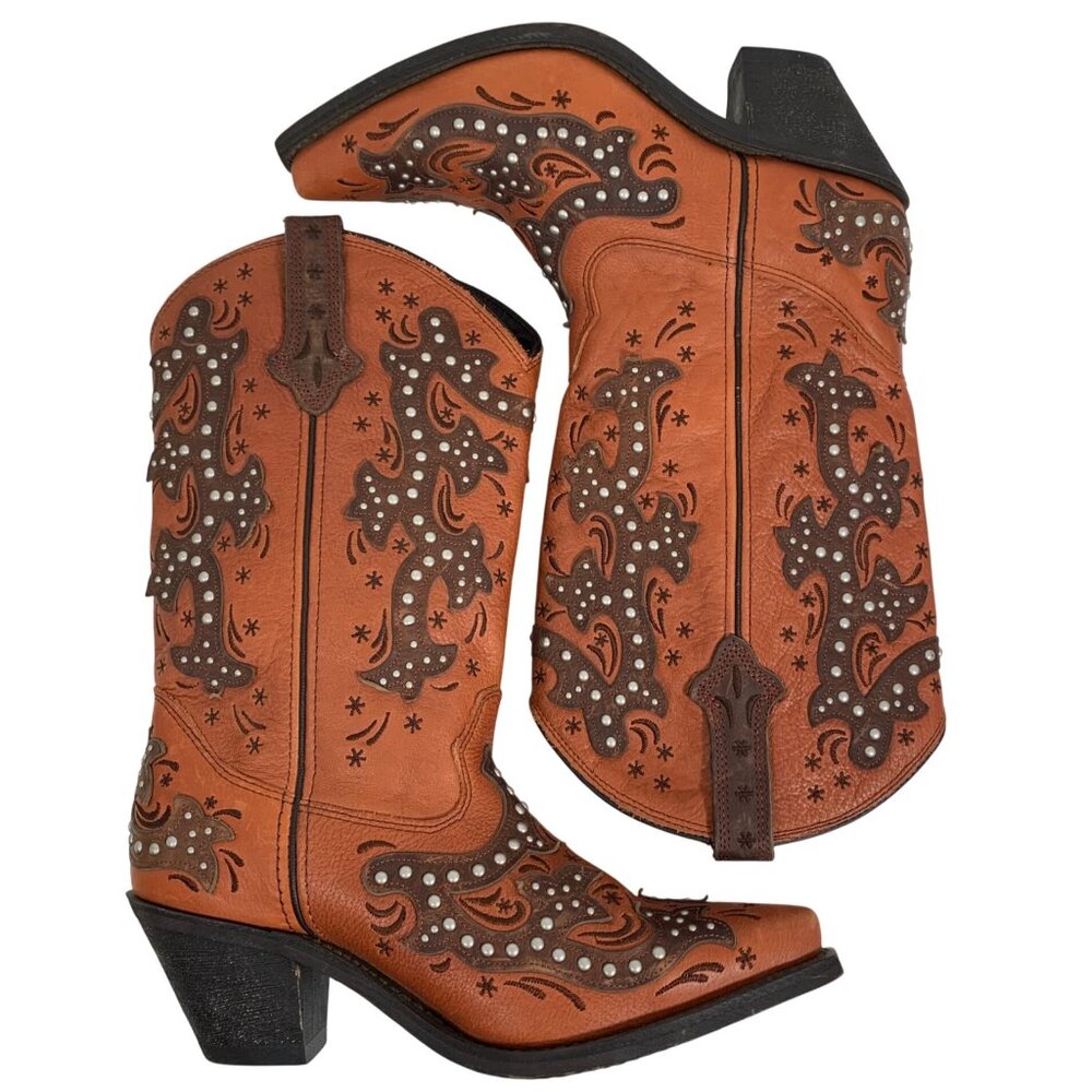 Rockin Country Collection Studded Embellished Western Boots Womens Size 9M EUC
